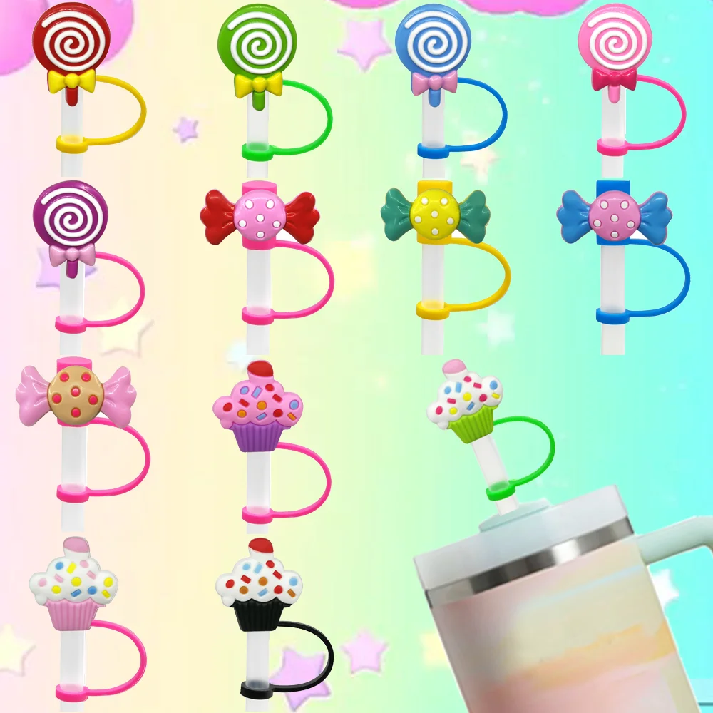 1/13PCS Candy Straw Cover Cap Decoration,8mm Silicone Straw Topper Drinking Cap for Girls,Dustproof Straw Cap Accessories Gift