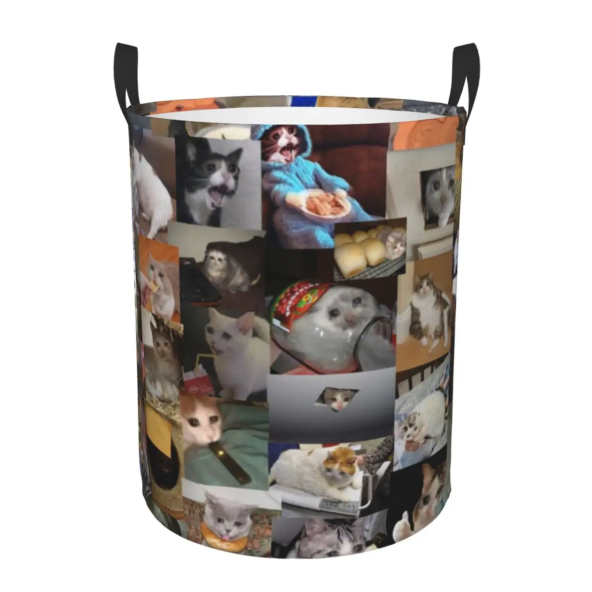 Crying Cats Meme Laundry Hamper Large Storage Basket Funny Creative Girls Boys Toy Organizer