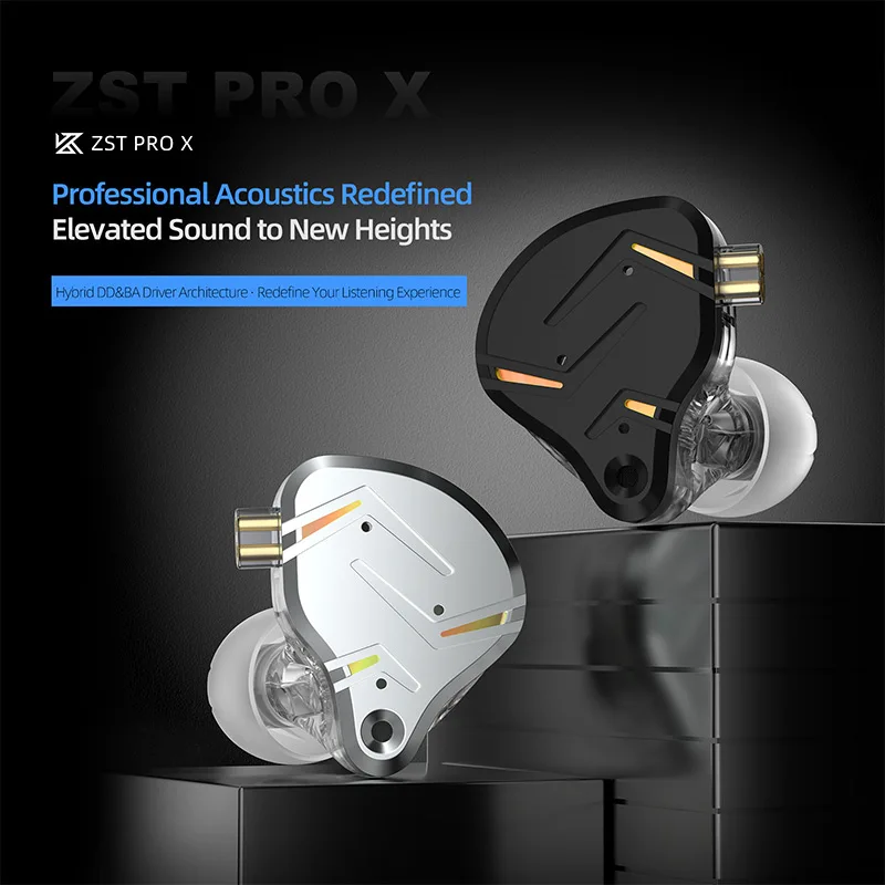 KZ ZST PRO X Dual Flagship Drivers In Ear Earphones Deeper Bass HiFi Headphones Dual-Driver Synergy Detachable Cable Headset