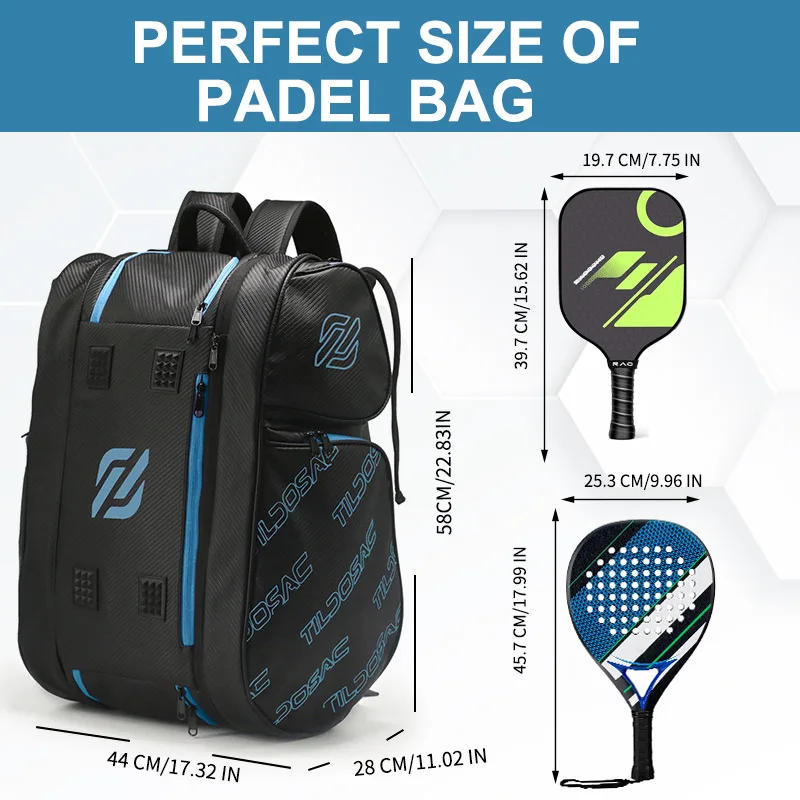 Detachable Pickleball Padel Bag Men Women Insulated Shoes Compartment Pickleball Paddles Racket Backpack Outdoor Gym Sport Bags