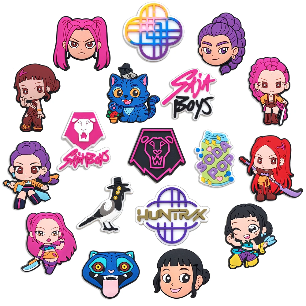 Hot sale K-POP Demon Hunter Cartoon Shoe Charms PVC DIY Shoes Decoration Sandal shoe Accessories Buckle for Kids X-mas Gifts image 2