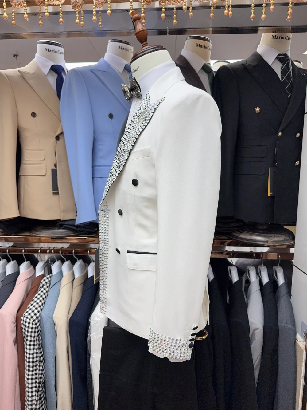 Celebrity Peak Revers Herenpak Uitverkoop Double Breasted Party Glanzende Jas Broek Bruidegom Dragen Nieuwe Collectie Elegante Dansset