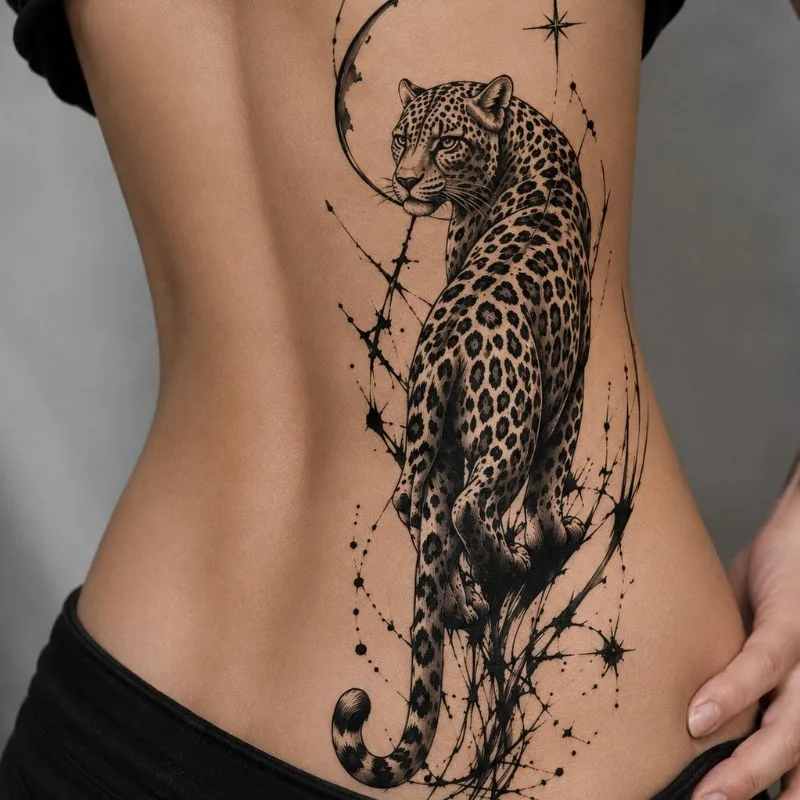 Herbal Leopard Pattern Temporary Tattoo for Woman Man Sticker Waterproof Realistic Arm Leg Body Art Tattoo Stickers Lasting