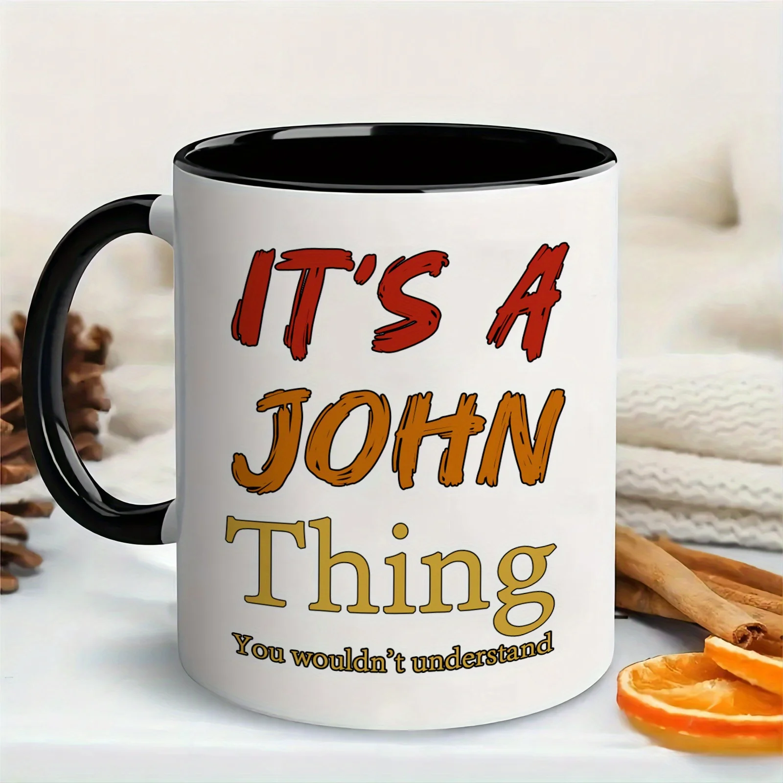

1pc, It's A John Thing, 11oz Ceramic Coffee Mug - Reusable, Recyclable, Perfect Summer Winter Drinkware Gift, Safe & Comfortable
