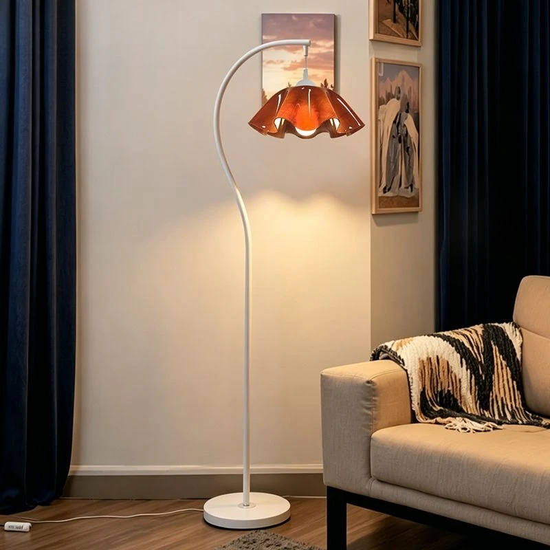 Mid Century Luxury Metal Floor Lamp Side Table Ambient LED Light Living Room Bedroom Study Bedside Home Decor Novelty New Energy view 6