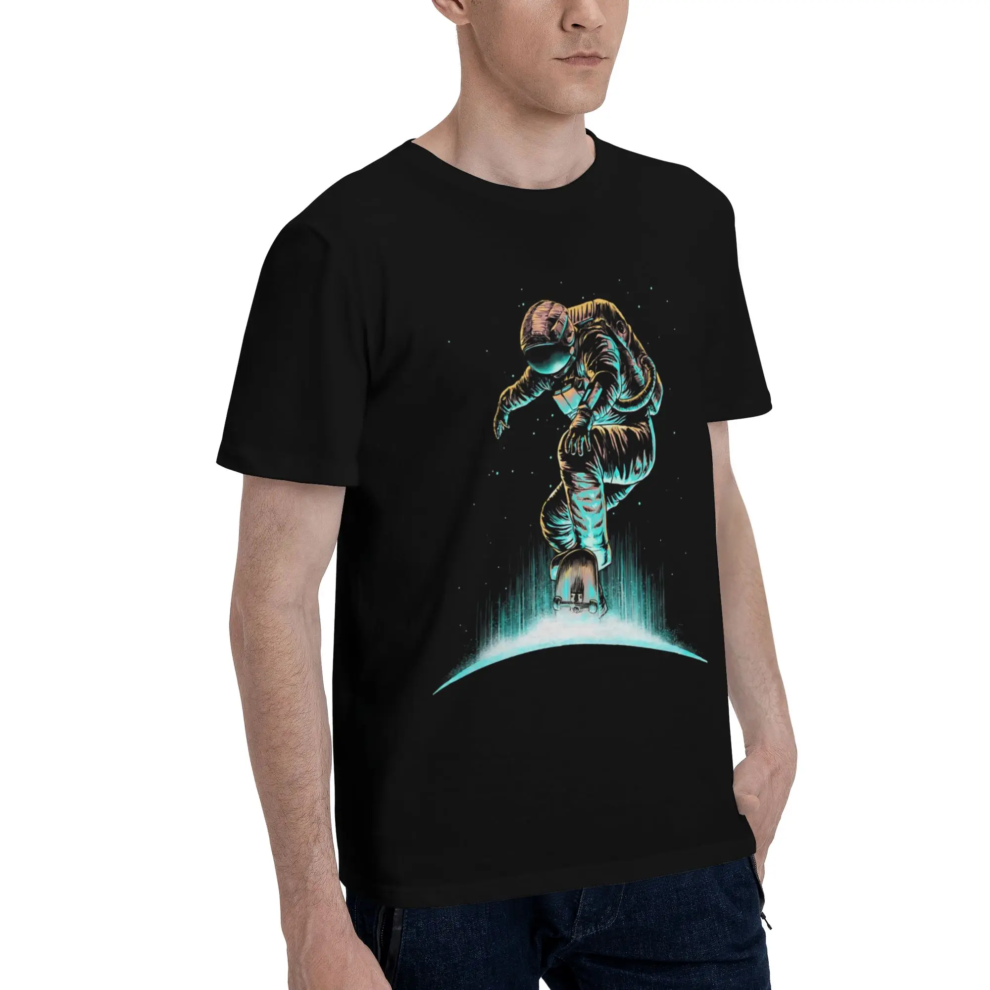 Space Grind Men T Shirts Skateboard Hipster Tees Short Sleeve O Neck Cotton Summer Clothing T-Shirt