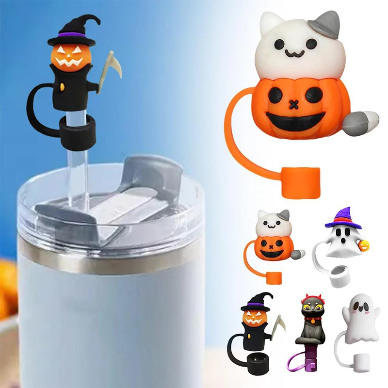 

Halloween Silicone Straw Cap Durable Silicone Straw Cover Carnival Party Accessories Christmas Festival Home Decoration