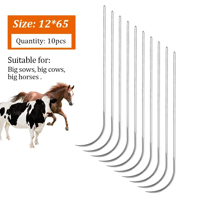 10 Pcs Farm Animals Veterinary Suture Needle Pig Cattle Sheep Poultry Beast With Suture Needle Surgical Needle Livestock Tools