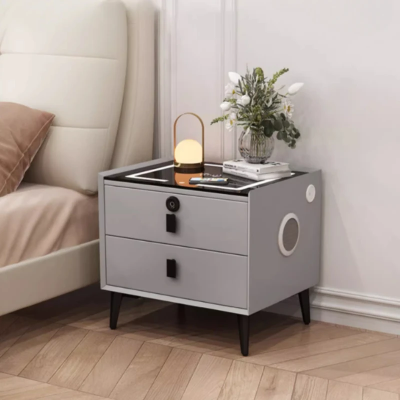 Wooden Furniture Bedside Tables Smart Mute Room Modern Luxury Laden Drawers Smart Basses Bedsides Table Szafka Nocna Furniture