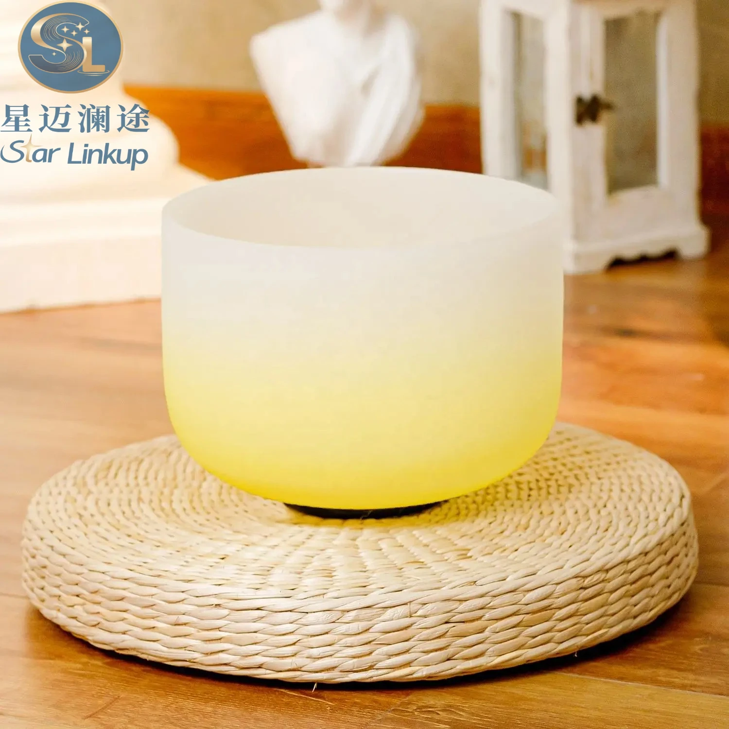 Star Linkup 12 Inch Frosted Quartz Crystal Singing Bowl, Dual Optional Tuning 432Hz / 440Hz Precise E Note Matched to Solar Plexus Chakra, Complete with Suede Mallet Stick, Resonance Sound Healing Instrument for Yoga Meditation, Sound Bath Therapy,