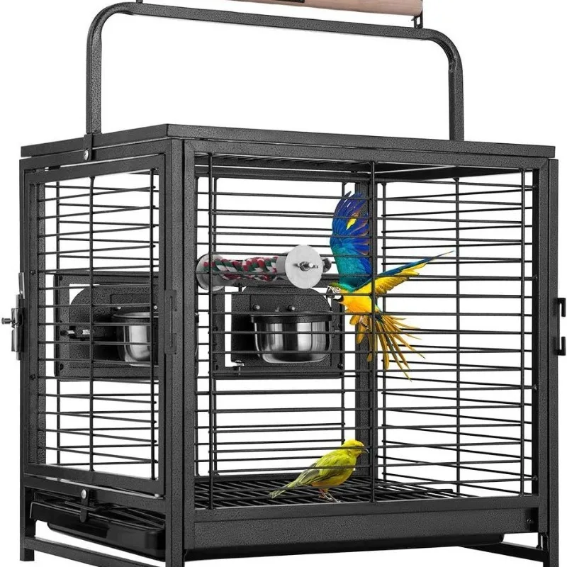 square bird cage for outing, beautiful and practical, hand-held ventilation, steel wire display cage, environmental protection