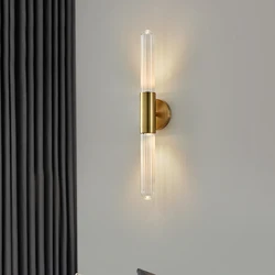 Modern Clear White Glass Wall Lamp Living Room Bedside Sconce Gold Metal Aisle Bathroom Minimalist Lighting E27 110-240V