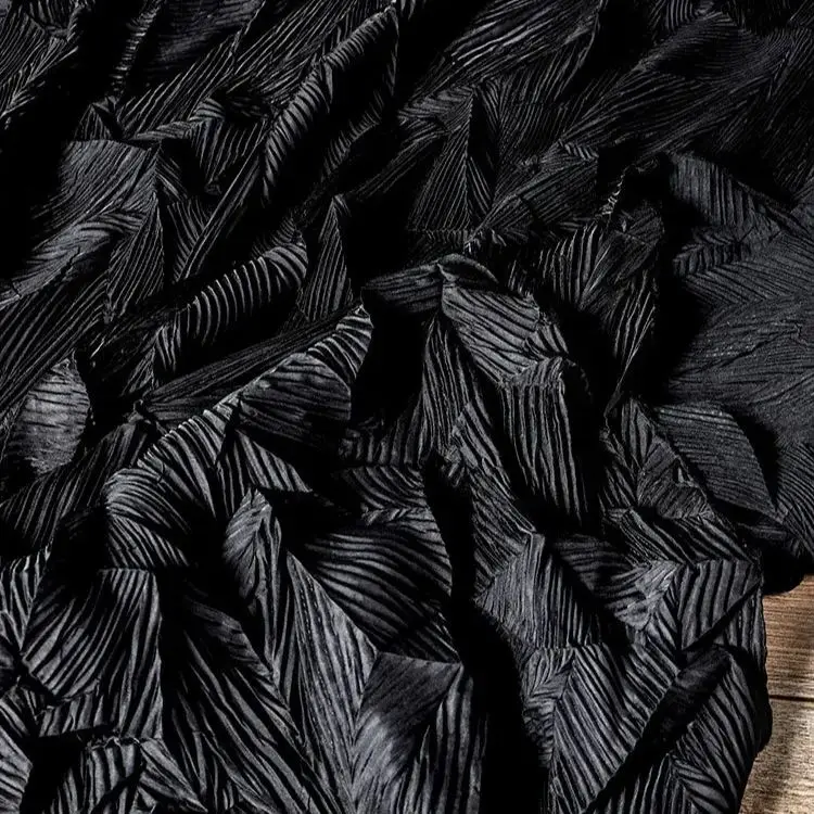 

Creative black nylon pleated fabric DIY backdrop cloth for clothing home decor designer fabric for sewing design