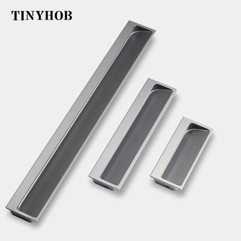 120/200/400mm Aluminum Alloy Embedded Stealth Door Handle Slotted Drawer/black Invisible Handle for Kitchen Cabinet Drawer Pull