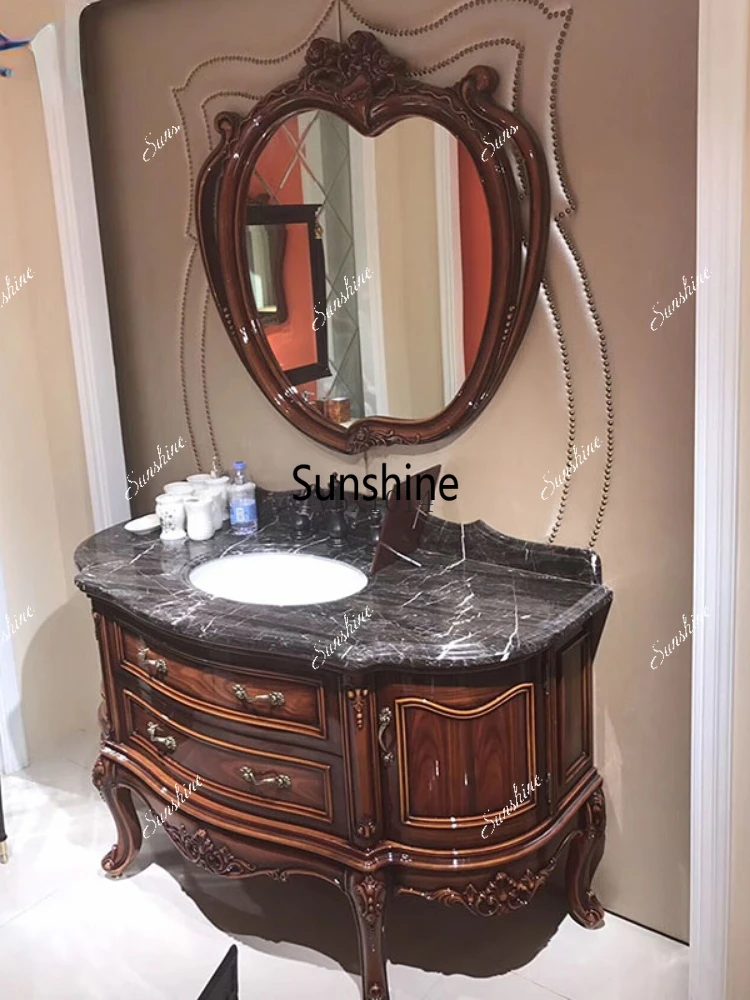 European-style bathroom cabinet oak washbasin combination  bathroom cabinet wash basin floor