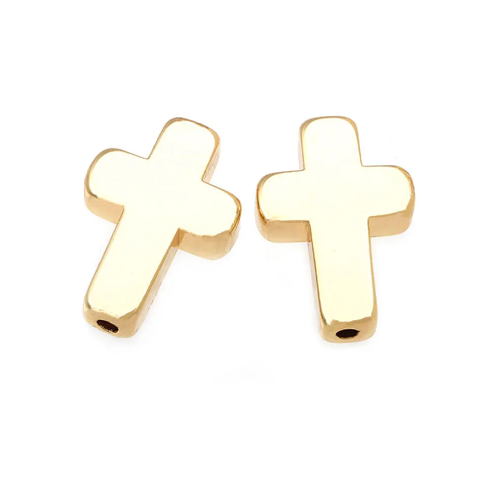 10PCS 18K Gold Color Brass Cross Bracelets Beads Spacer Beads High Quality Jewelry Accessories Making Rosediy official-website