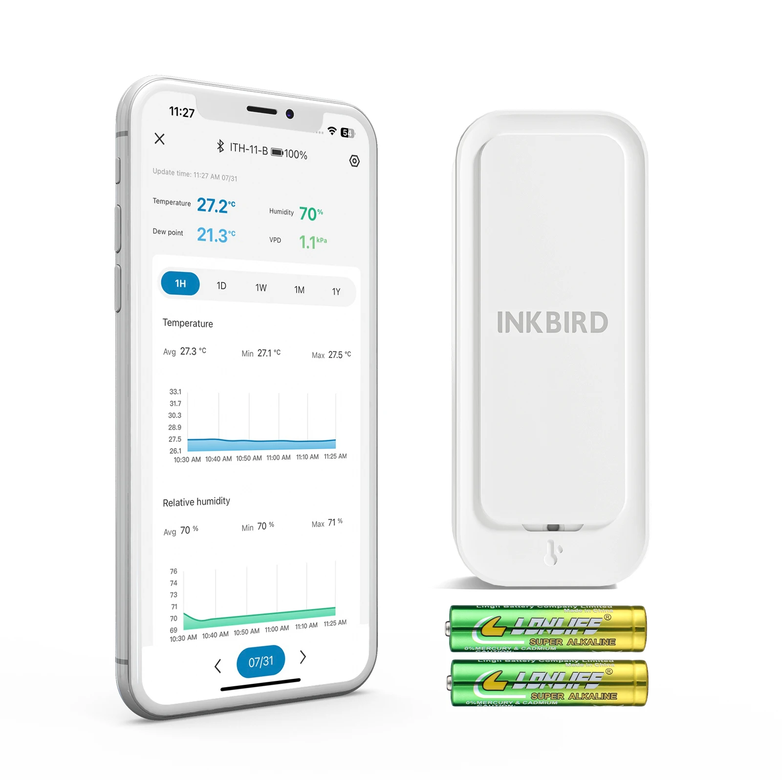 Inkbird ith-11-b IP65 Bluetooth termohigrometr wodoodporny inteligentny pilot aplikacji temperatura wilgotność do użytku wewnątrz pomieszczeń na zewnątrz