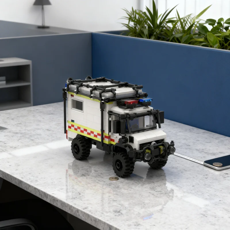 

Набор строительных блоков MOC UniMog: Модель скорой помощи для городской больницы, 523 детали. Подарок для самостоятельной сборки, креативный коллекционный декор премиум-класса для взрослых и детей.