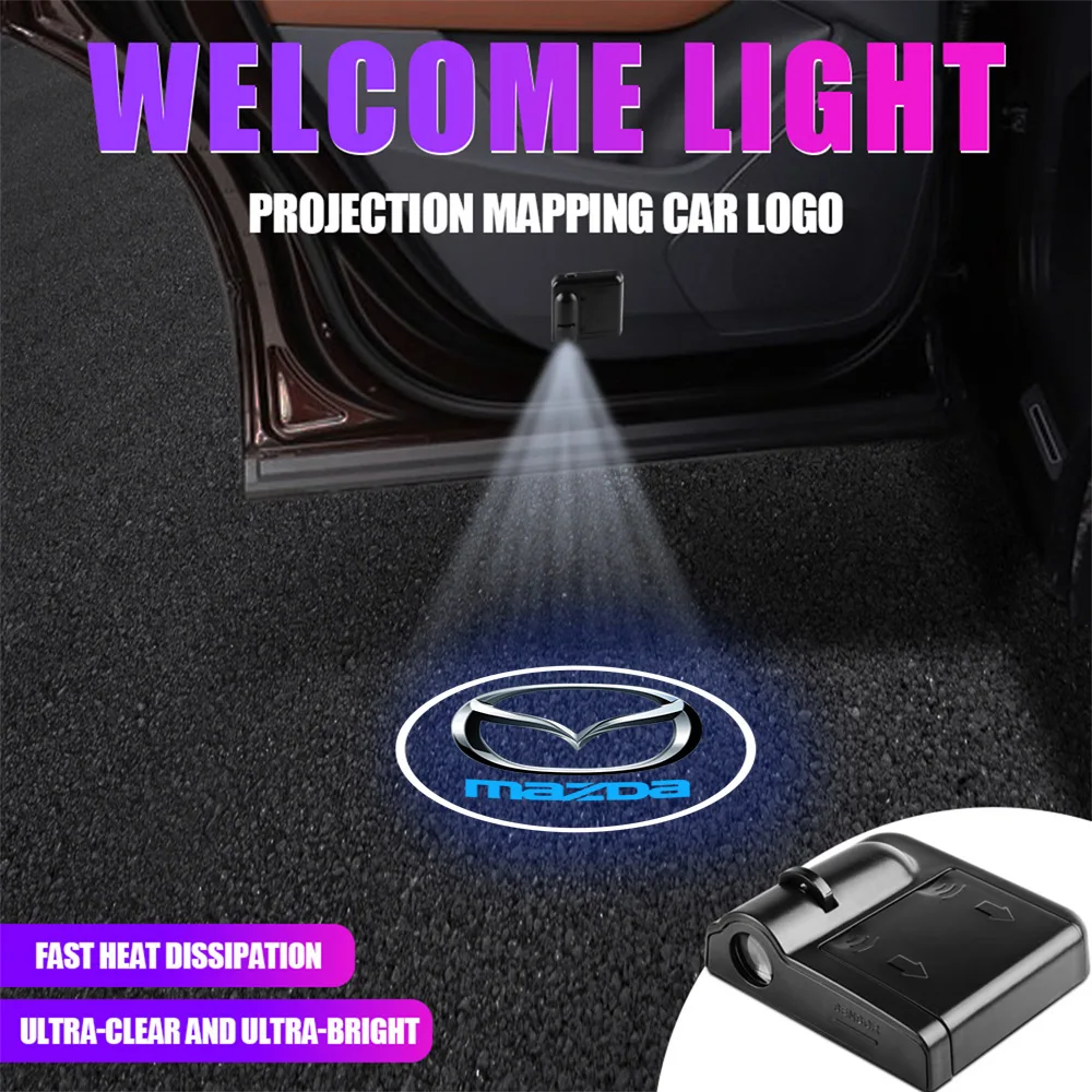 LED HD Car Door Welcome Light Wireless Laser Projector Auto Accessories For mazda Axela Atenza CX-3 CX-5 CX-8 MS demio MPS 3 6