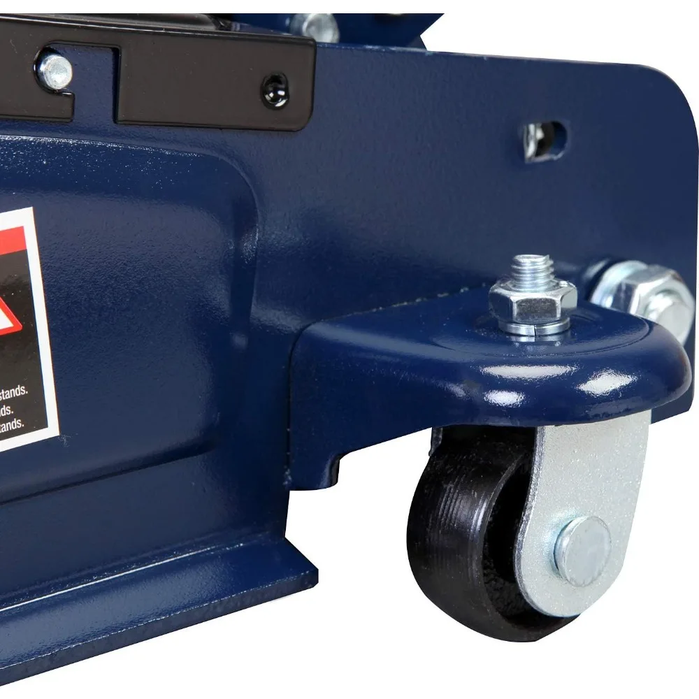 2.5トン油圧式ロープロファイルフロアジャッキ、クイックリフトポンプ付き、5000ポンド容量、ブルー