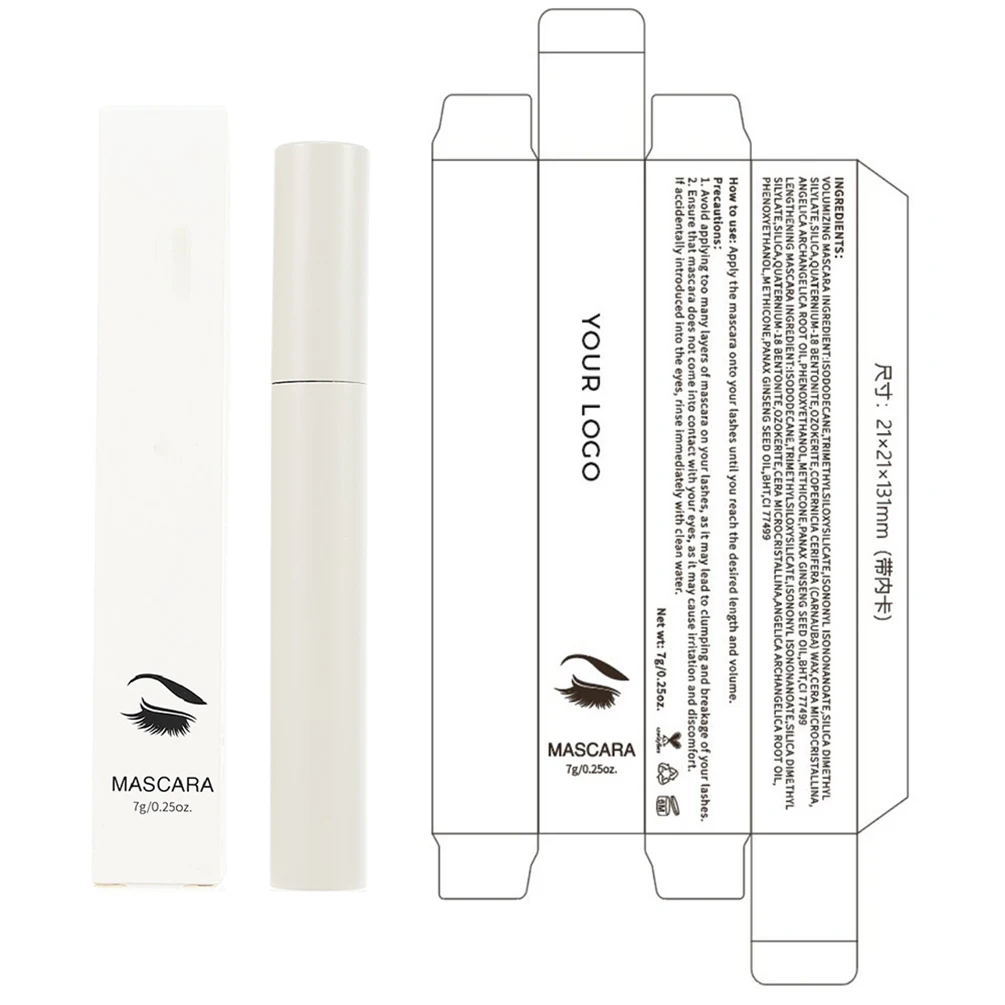 Mascara Custom Logo Thick Lengthening Elegant Look Long Lasting Natural Curling No Smudge Private Label Makeup Vegan Wholesale