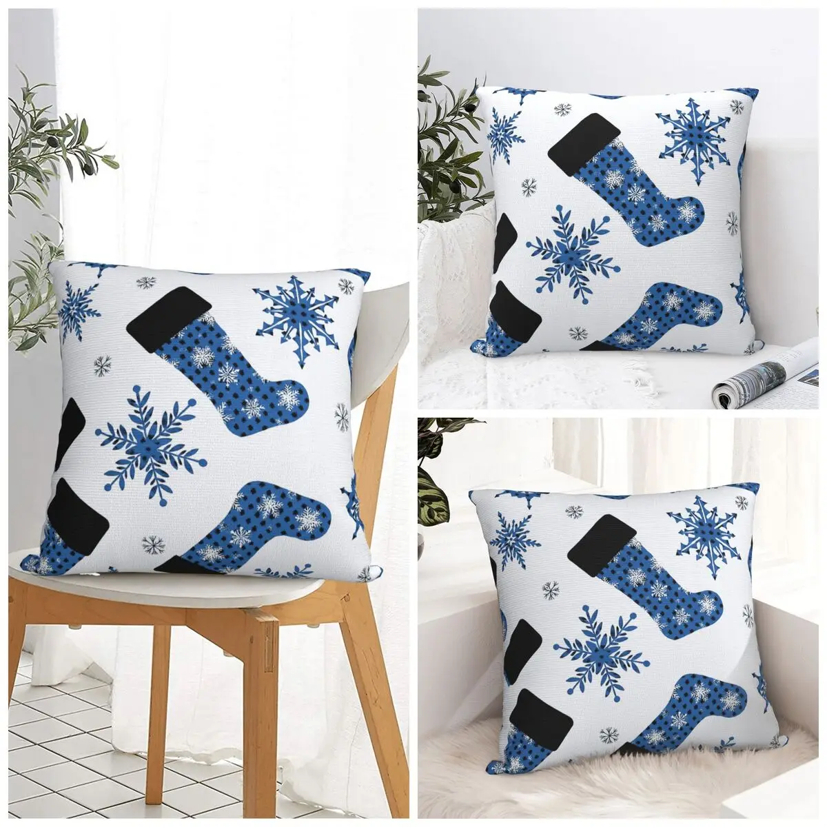

Chrismas Snowflake Letter Print Pillow Case Cute Pillow Cover Soft Printed Cushion Cover Pillowcases Office Car Home Decorative