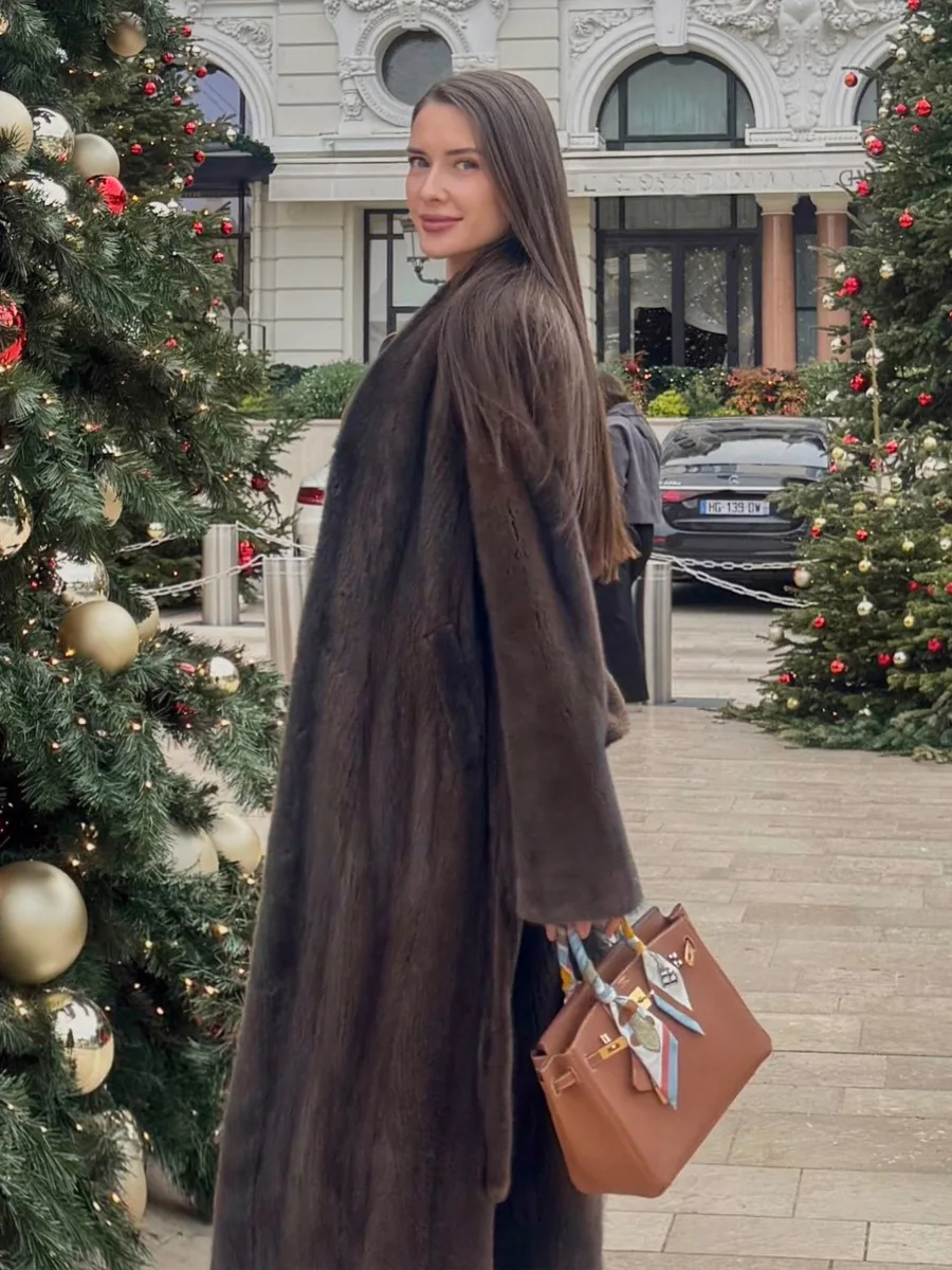 Winter Long Thick Warm Faux Mink Fur Jacket Coat Women With Belt High Quality Luxury Long Mink Fur Cardigan Jacket Ladies