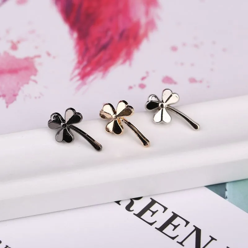 Design sense three-dimensional clover brooch fashion men's suit shirt neckline metal leaf pin collar pin buckle accessories
