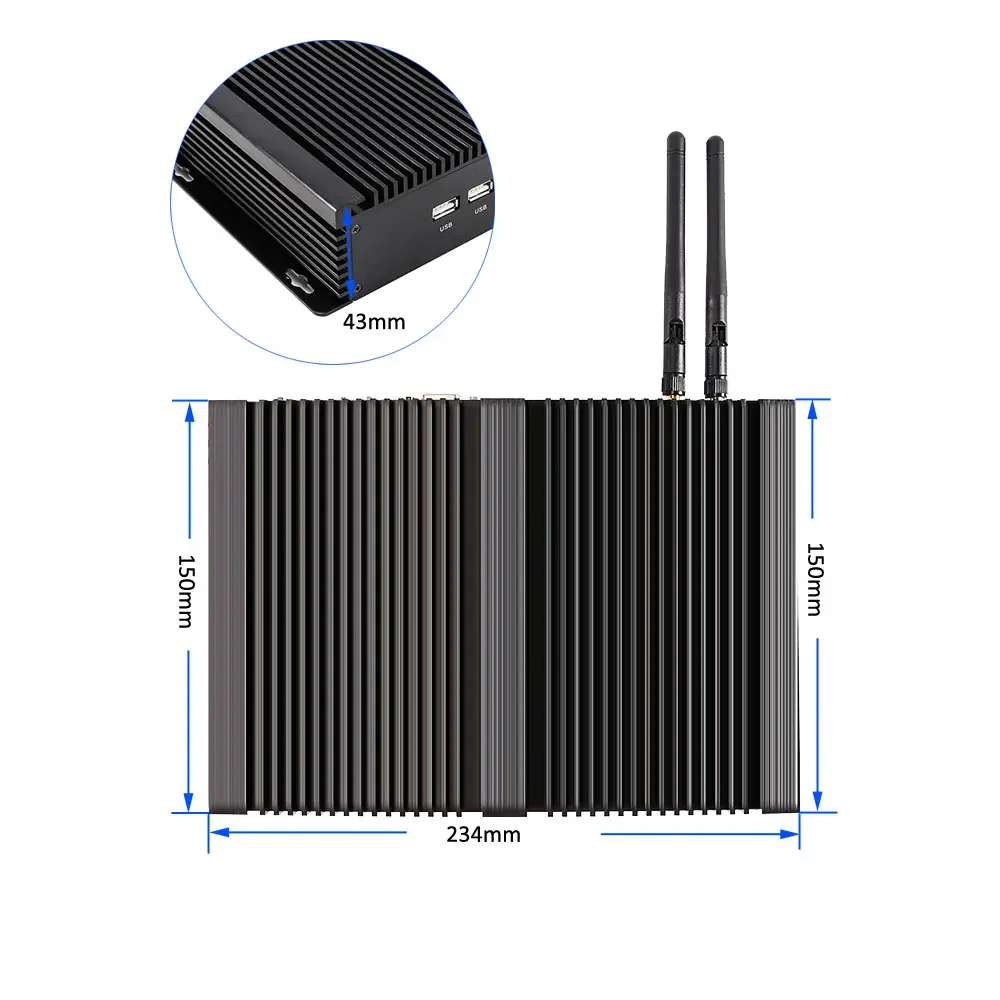 Eglobal mini pc 24hours working 8th Gen  core i7 8550U rugged fanless industrial computer box