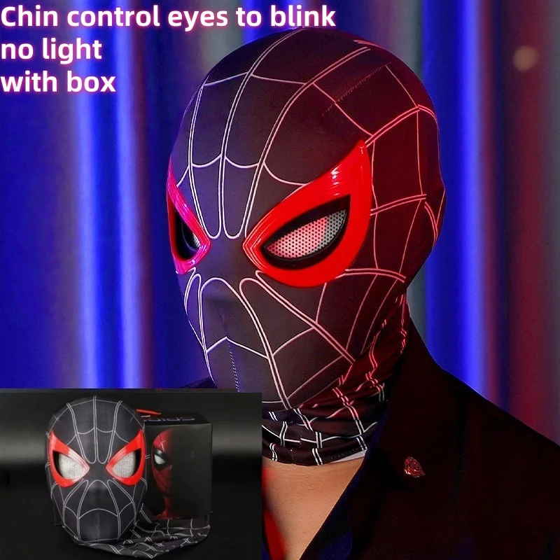 قناع الرجل العنكبوت رائع كهربائي وامض متوهج استثنائي تأثيري القبعات مع عيون متحركة الشكل اللعب هدايا عيد الميلاد #3