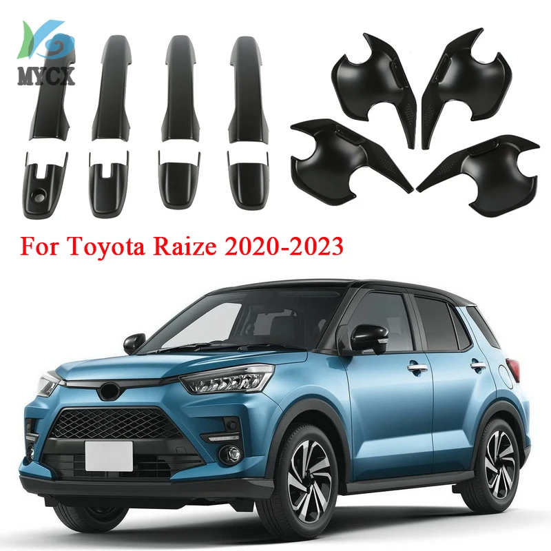 For Toyota Raize Car Accessories 2020 2021 2022 2023 Door Handle Bowl Cover Trim Plastic Imitation Matte black