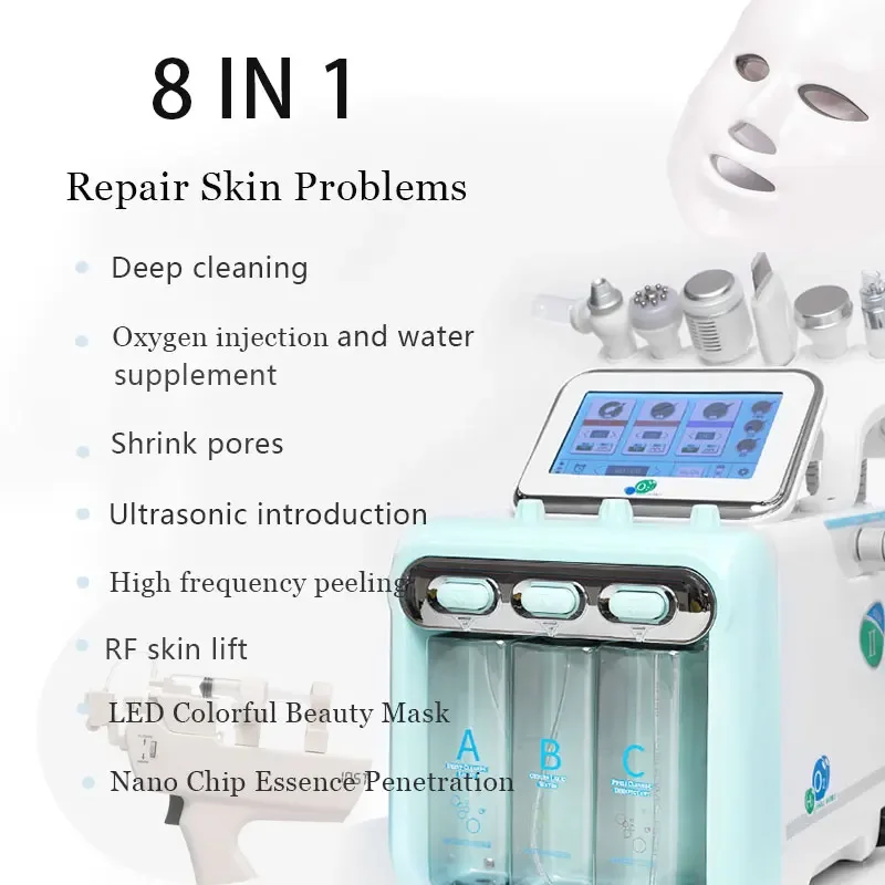 Portable Facial Machine Facial Cleaning 8 In 1 Hydrogen Oxygen Facial  Machine