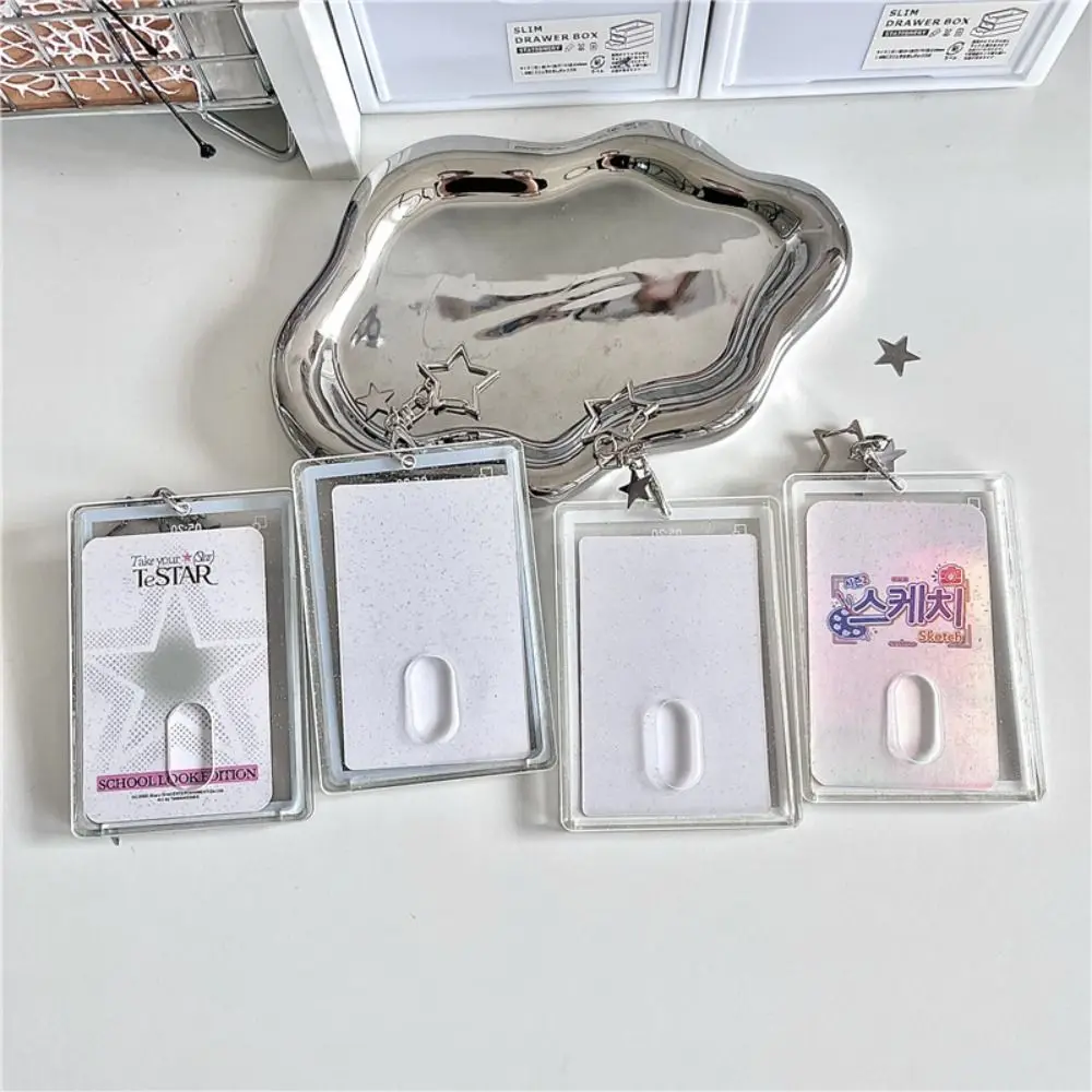 Y2K نمط مكالمة فيديو خلفية الصورة بطاقة كم 3 بوصة مع سلاسل المفاتيح K-Pop المعبود صور بطاقة حقيبة للتخزين حامل بطاقة الصور الفتيات