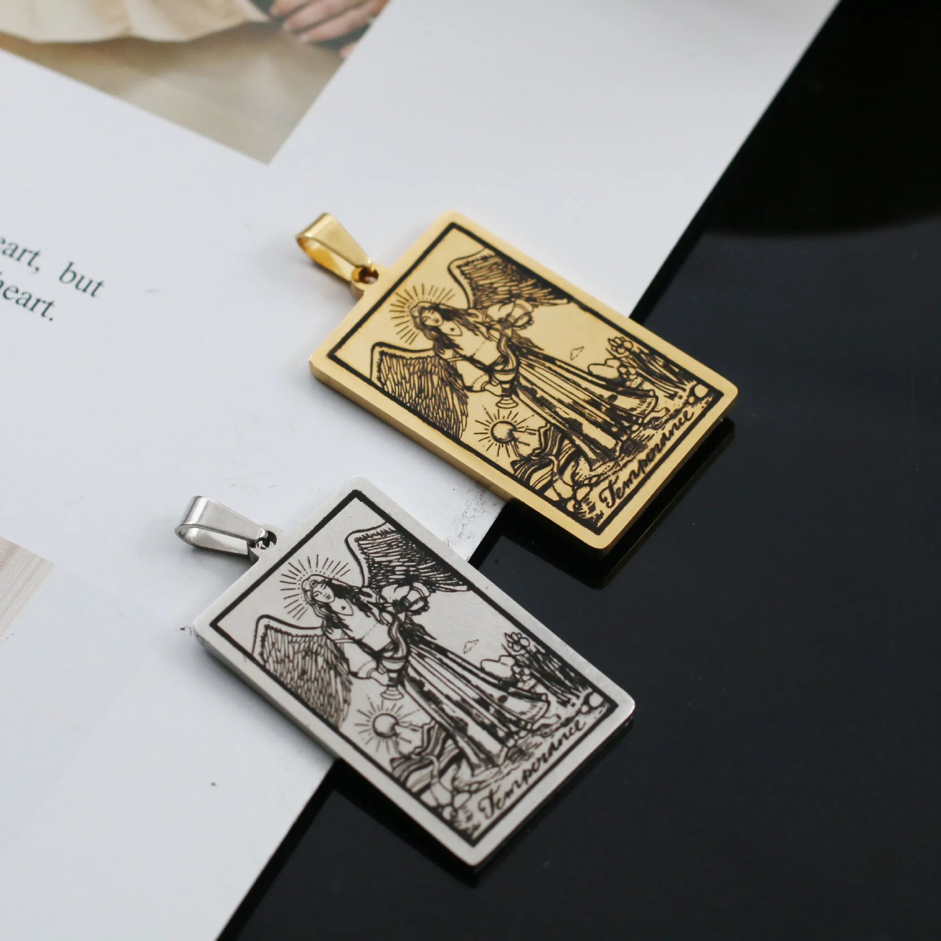 18K Gold PVD Plated Stainless Steel 22 Tarot Card Charms Pendant For Making Men Women Necklace Pendant Diy Jewelry Accessories
