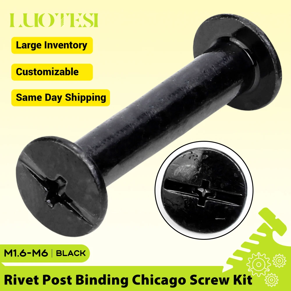 5/10/20pcs Rivet Post Binding Chicago Screw Kit Black 304 Stainless Steel M1.6 M2 M2.5 M3 M4 M5 Book Butt Binding Nails for DIY