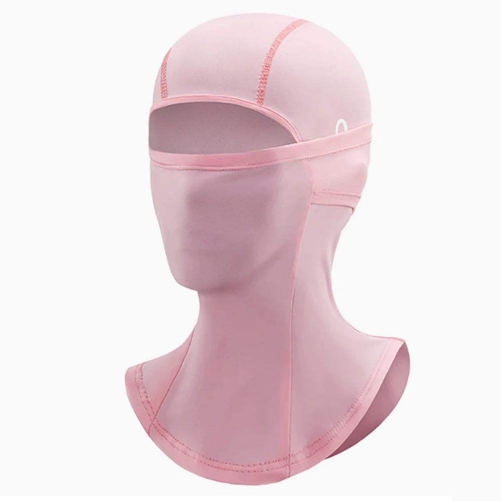 Women Pink Ice Silk Balaclava, UV Sun Protection Full Face Mask, Breathable Motorcycle Helmet Liner Neck Gaiter for Cycling