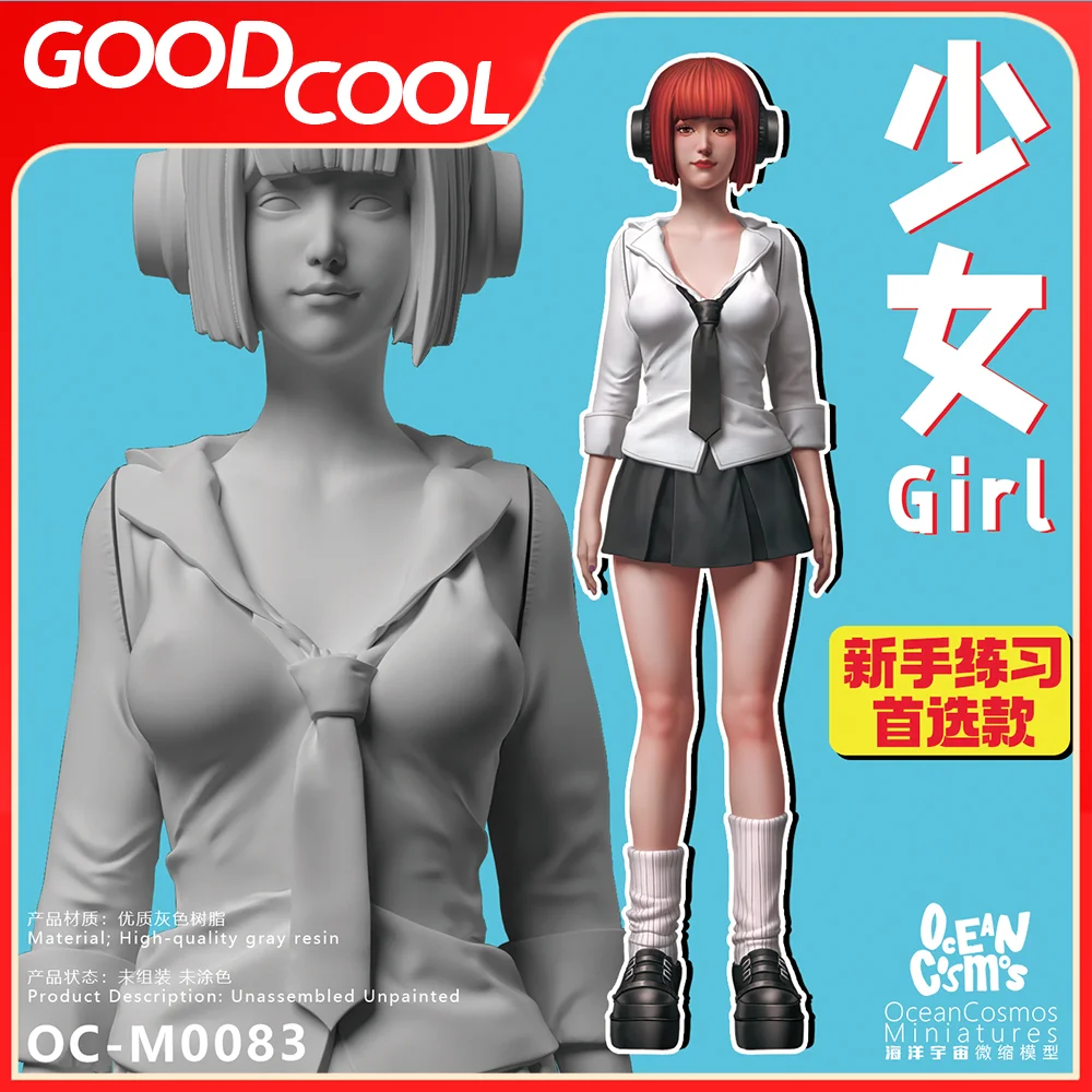 Ocean Cosmos OC-M0083 1/35 1/12 Scale Original Girl Listening To Music Not Assembled Not Painted Action Figure Body Toys Gifts