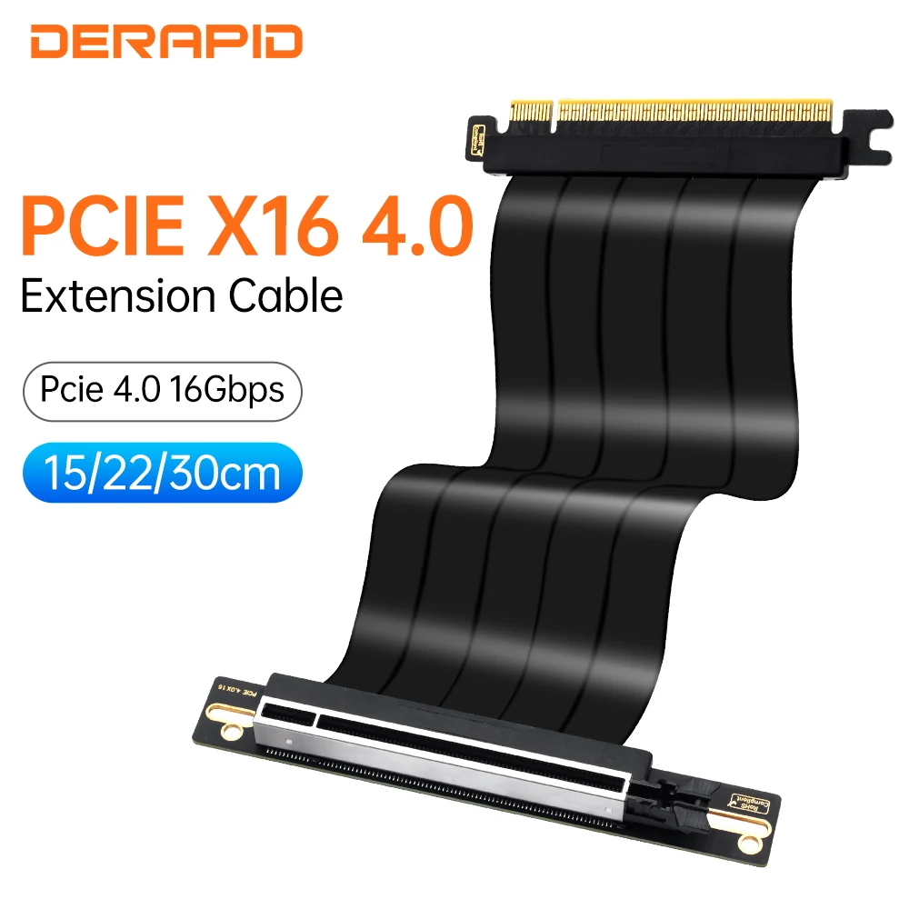 

PCIE 4.0 Riser Cable x16 Гибкий кабель Карта высокоскоростного удлинителя Порт-адаптер PCIe 4.0 X16 Riser для графического процессора 5700XT 4090