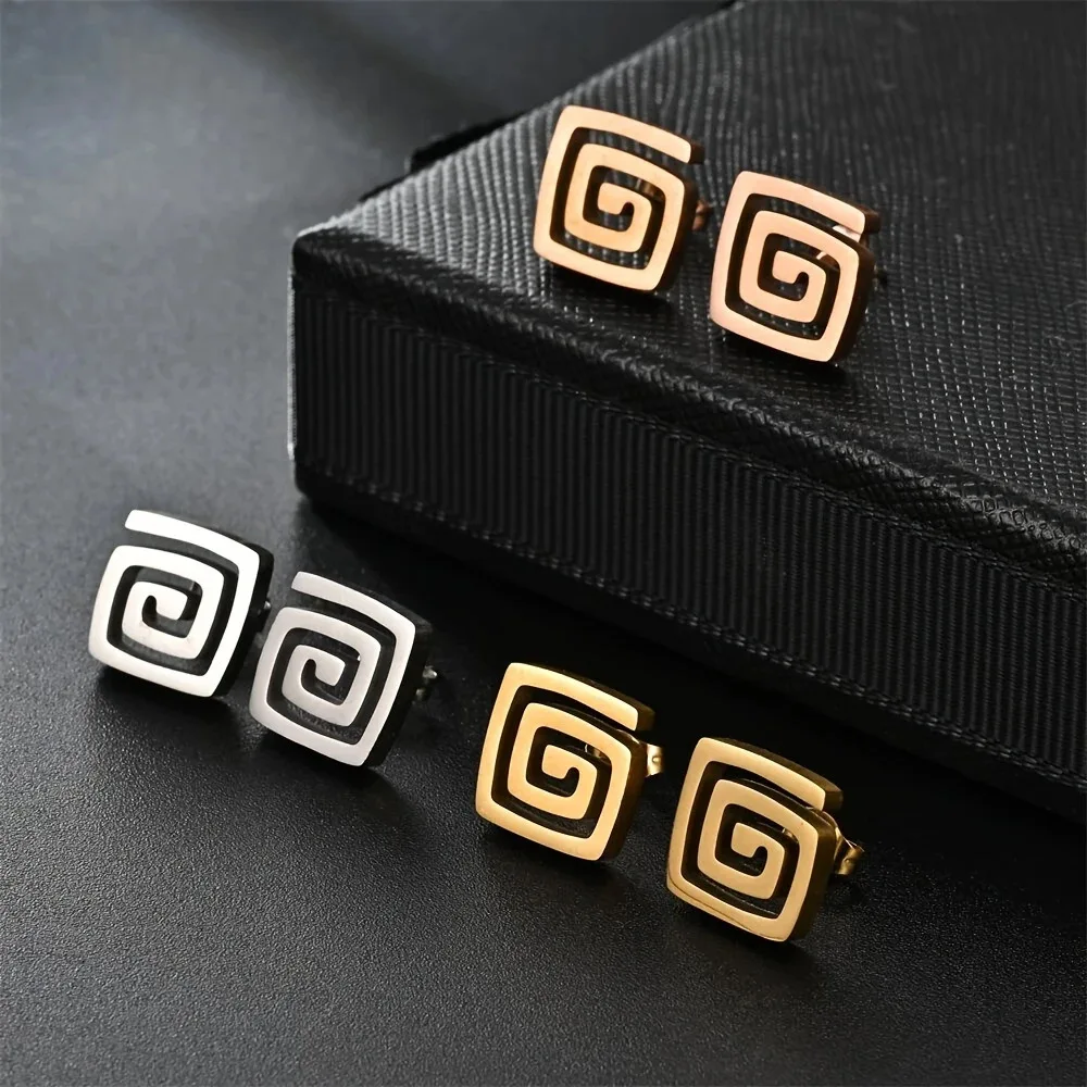 New Cross border Stainless Steel Earrings for Women, Small and Small Square Earrings, Unique Design, Sweet and Light Luxury Styl