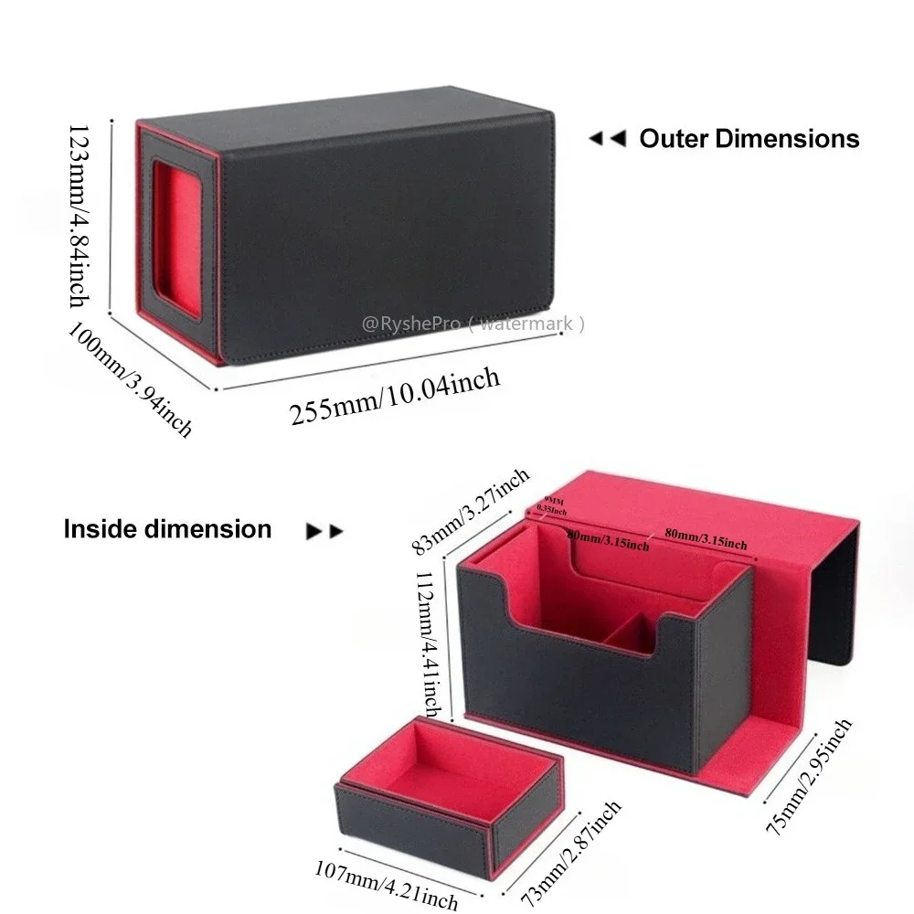 Caja de almacenamiento de tarjetas comerciales con pantalla de comandante y bandeja para dados con capacidad para 200 tarjetas de doble manga para tarjetas deportivas MTG TCG PTCG