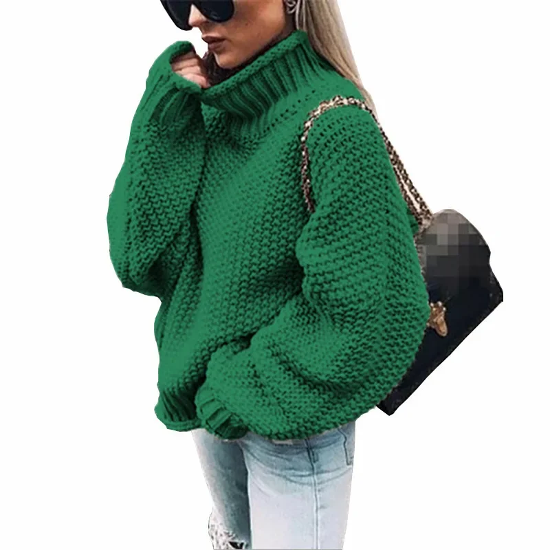 2023 y2k Women\'s Long-Sleeved Turtleneck Sweaters Loose Pullover Solid Color Plus Size Tops High Neck Knitted Sweater ropa mujer