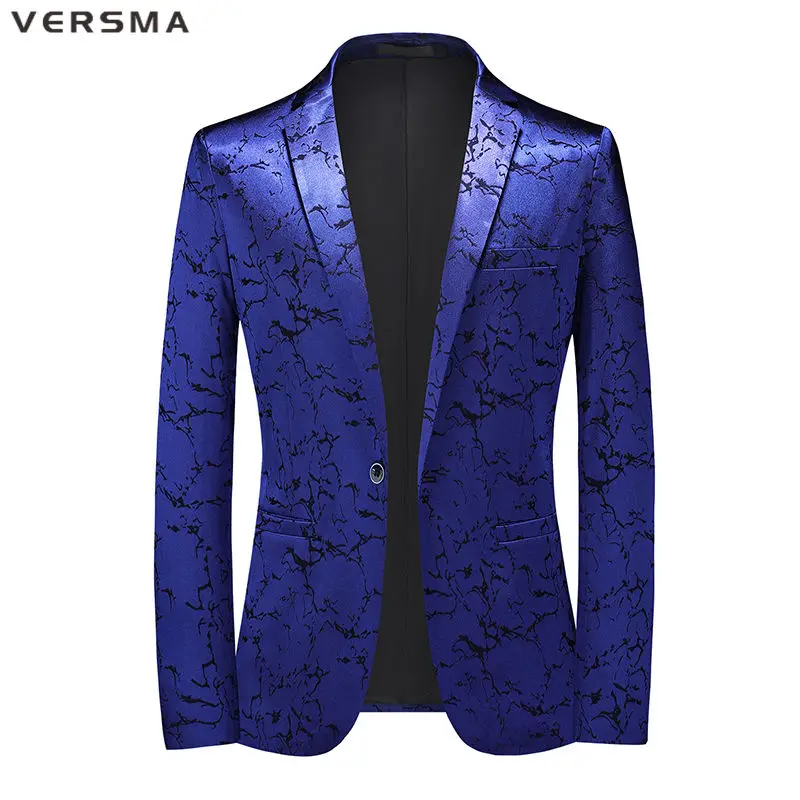 

VERSMA Korean Casual Slim Fit Suit Jacket Coat Masculino Chinese Collar Single Button Youth Stage Suits Blazers 6XL Dropshipping