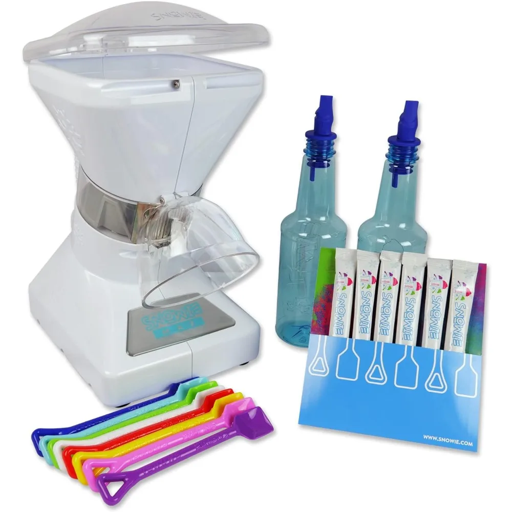 Little Snowie Max Snow Cone Machine - Premium Shaved Ice Maker, with Powder Sticks Syrup Mix, 6-Stick Kit, White