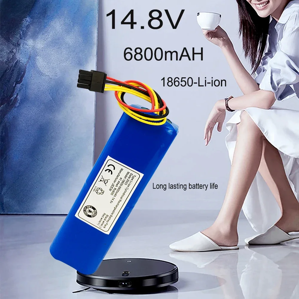 

2024 New 14.8V 6800mAh INR18650 MH1-4S2P-300S Robot Battery for Cecotec Conga 5090 5490 6090 Robotic Vacuum Cleaner