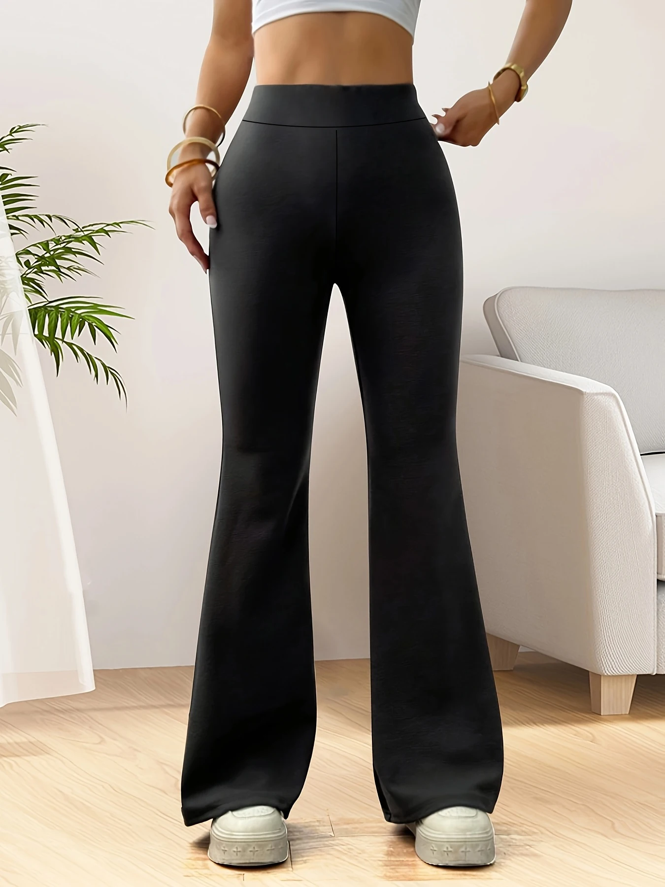 Pantaloni primaverili da donna con fondo a campana, pantaloni casual da donna a vita alta e pantaloni da yoga per dimagrire e sollevare i fianchi