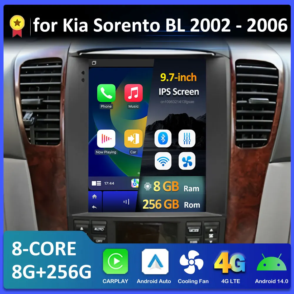 Système Intelligent sans fil Carplay pour Kia Sorento BL 2002 2003 2004 2005 2006, Bluetooth, écran tactile 9.7 pouces, accessoires WIFI
