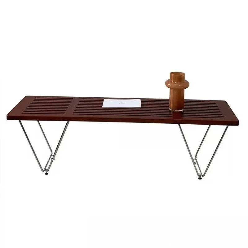 

Nordic solid wood long stool retro home dining table stool entrance shoe change stool