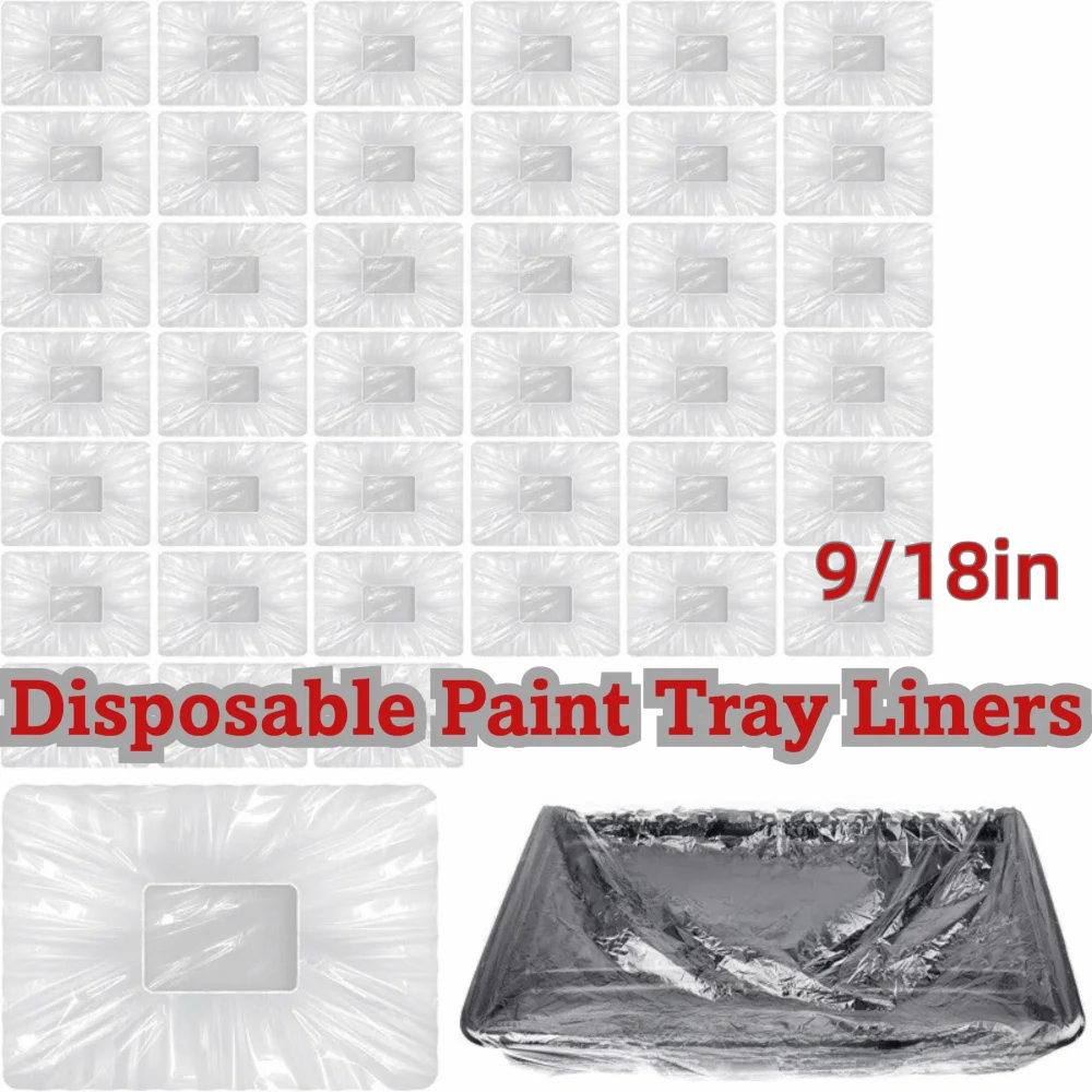 Plastic Paint Roller Tray Liners Waterproof Easy Cleanup Disposable Paint Tray Liners Rectangular 9/18in Paint Tray Liner Bags