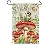 Mushroom Garden Flag 12x18 Inch Double Sided Mushrooms and Musical Frog Spring Summer Yard Flags for Outside Cottagecore Gar jjp
