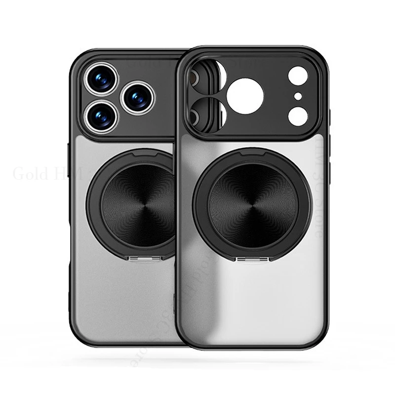 

360° Finger Ring Kickstand Case For iPhone 17 Air 16E 15 14 13 12 Pro Max For Magsafe Magnetic Matte Lens Protection Back Cover